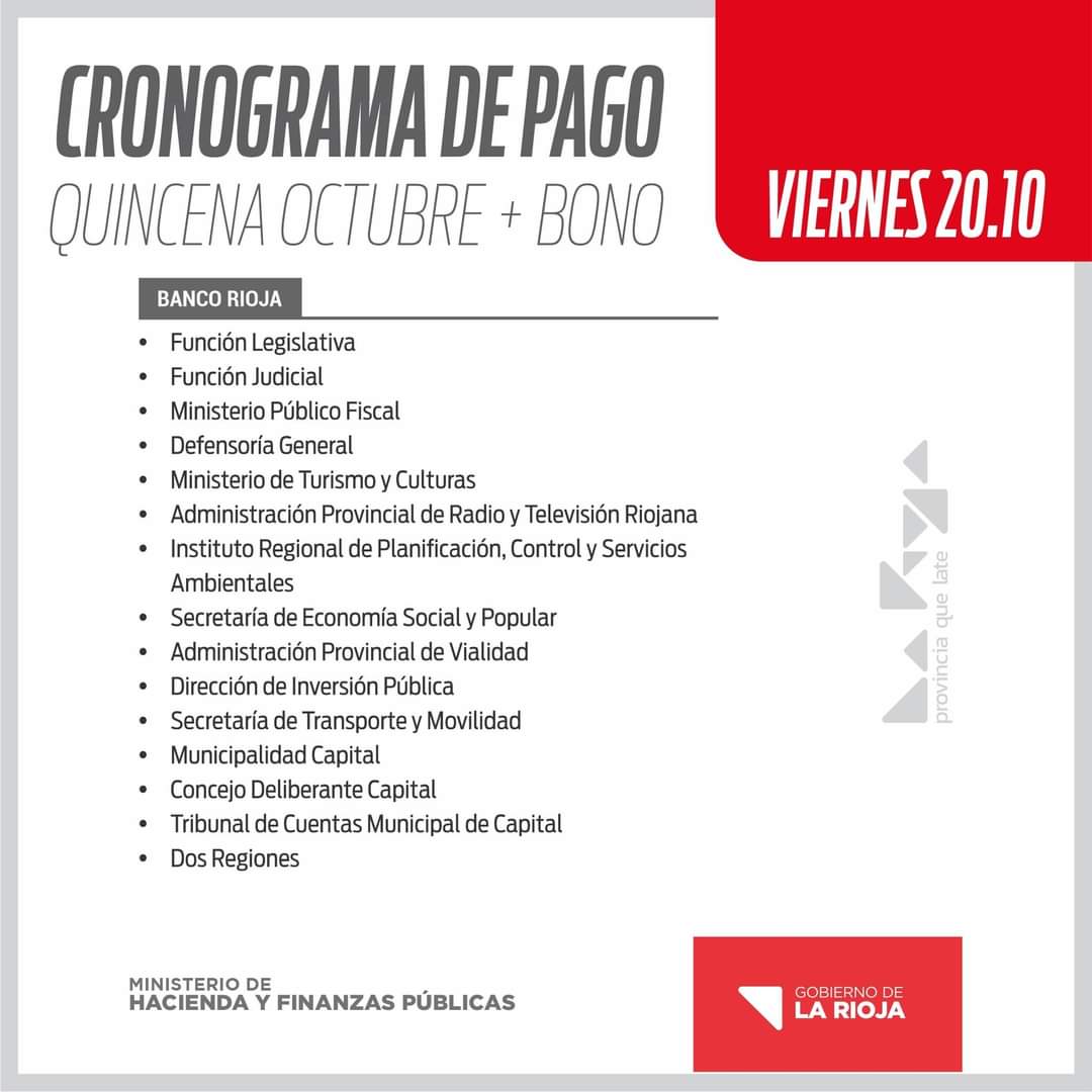 CRONOGRAMA DE PAGO: QUINCENA DE OCTUBRE MÁS BONO - El Informador de La ...