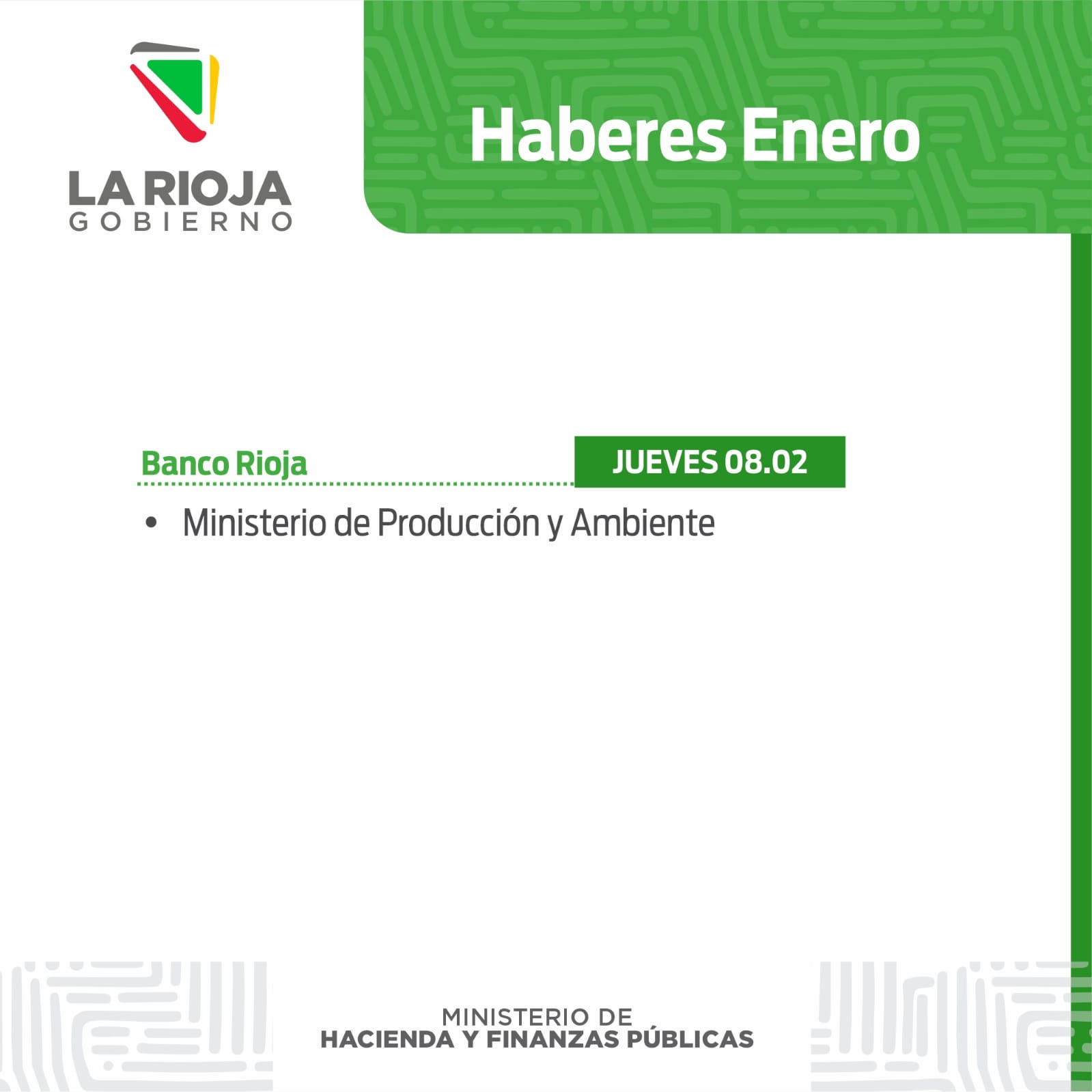 CRNOGRAMA DE PAGO: HABERES ENERO - El Informador de La Rioja