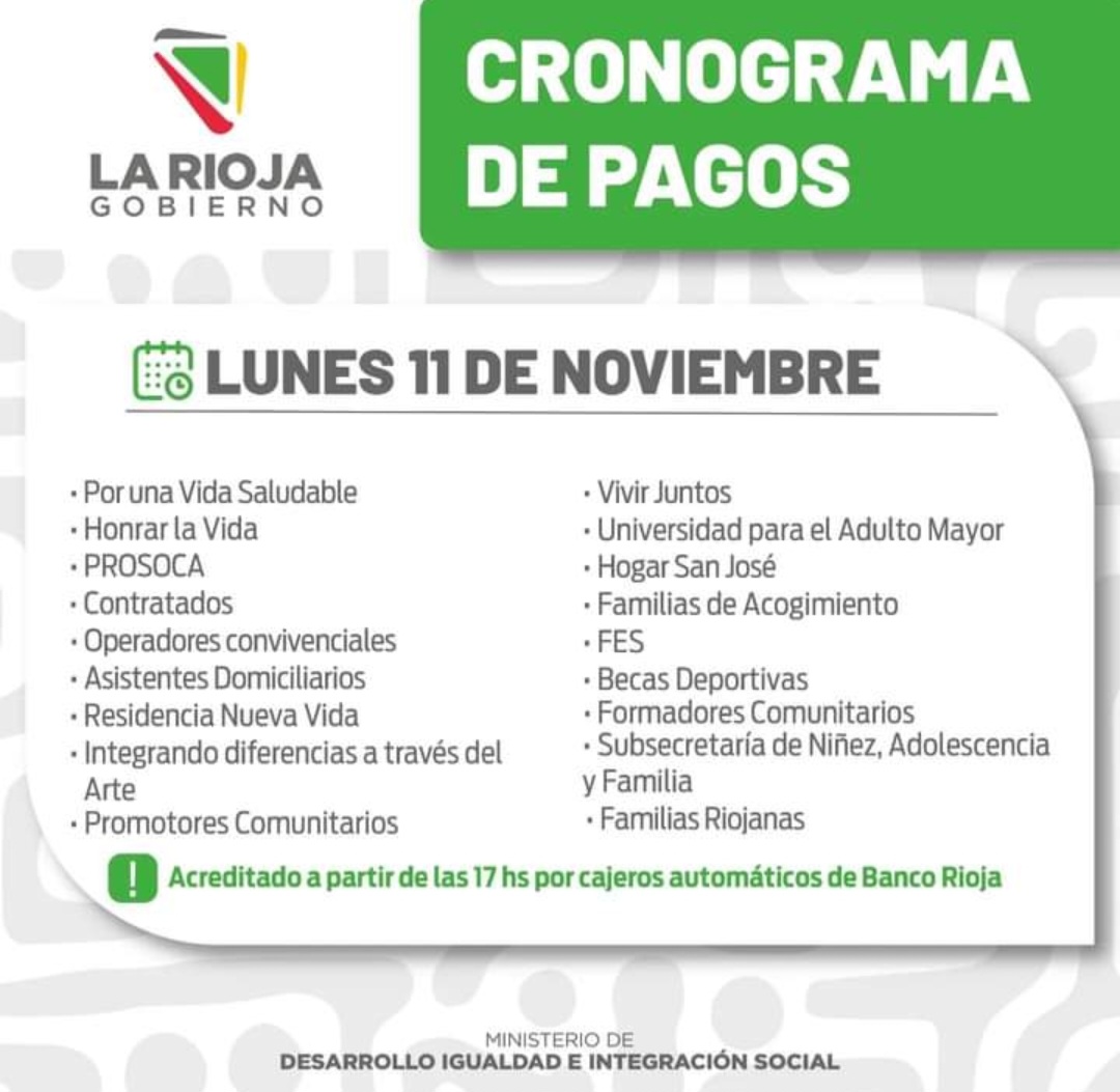 CRONOGRAMA DE PAGO - El Informador de La Rioja