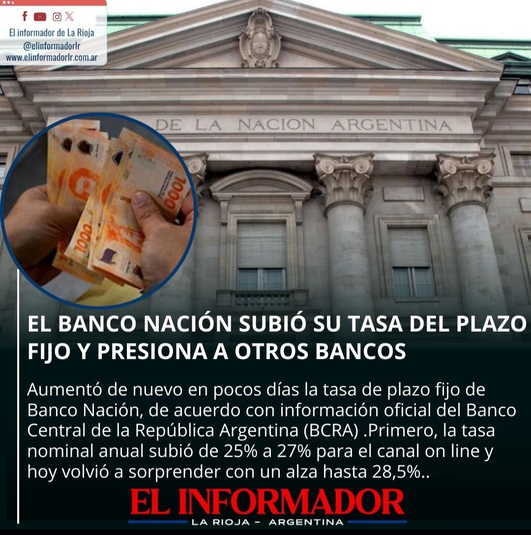 El Banco Nación subió su tasa del plazo fijo y presiona a otros bancos ...